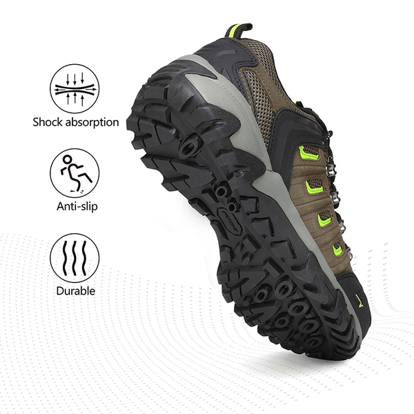 Men's Waterproof Low-Cut Hiking Shoes - BLACK BROWN YELLOW - 2